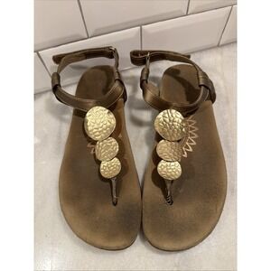 Aetrex Olive Orthotic Thong Sandal Bronze/gold Color Size 40/9-9.5